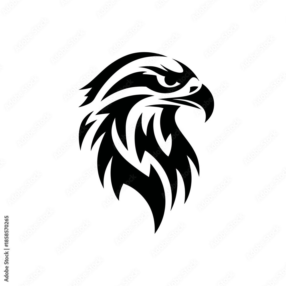Obraz premium Bold eagle head silhouette graphic for design and decorative purposes