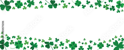 Happy Saint Patrick's Day Banner with Green Shamrocks vector
