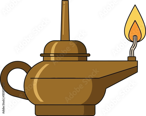 A simple illustration of a classic oil lamp with a flickering flame
