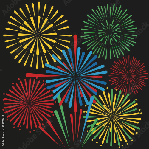 Vibrant fireworks display with colorful explosions.