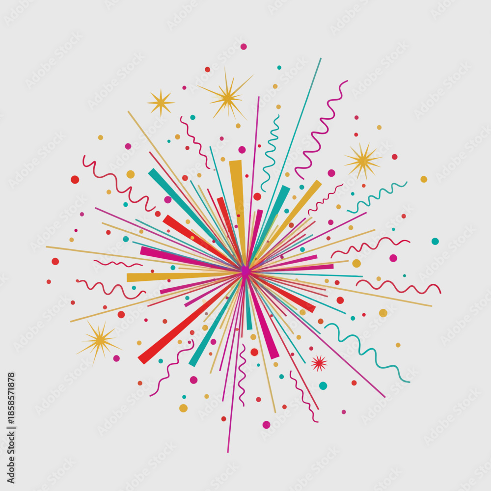 Fototapeta premium Vibrant Fireworks Display with Colorful Explosions and Sparklers.