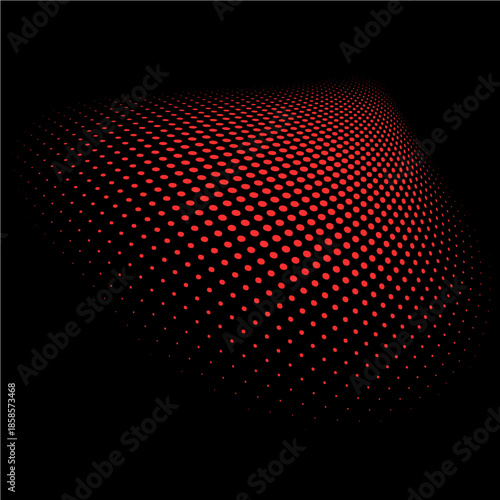Retro halftone dot background. Red halftone gradient vector pattern. Pop art halftone dot pattern. Bright colored polka dot pattern.