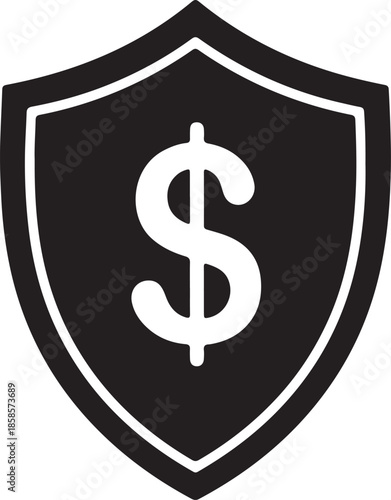 Shield with dollar sign logo for financial protection