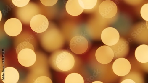 Golden Bokeh Lights: Festive Christmas Tree Background with Warm Glowing Ornaments, Soft Focus, Holiday Season, Blurred Lights, High Resolution Stock Photo