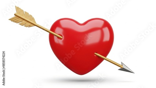 Red heart with arrow isolated on white background