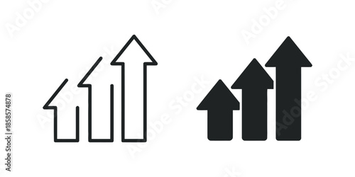 Growing Graph Icon in Black and White Minimalist Style Vector Isolated Illustration on White Background Represents Business Growth Increase Progress Success Development