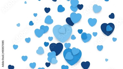 Blue hearts isolated on white background