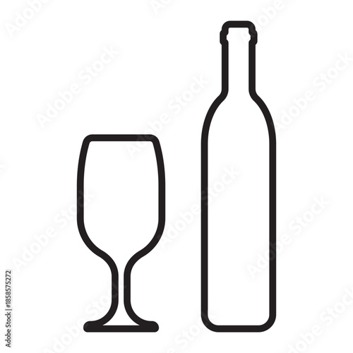 wine bottle and glass, bar Icon design