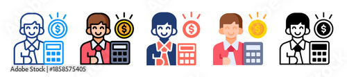Accountant Icon Sheet Multiple Style Collection 