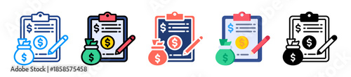 Financial Plan Icon Sheet Multiple Style Collection 