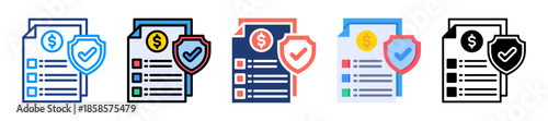 Insurance Policy Icon Sheet Multiple Style Collection 