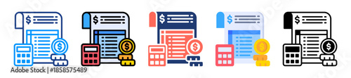 Expense Report Icon Sheet Multiple Style Collection 