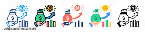 Revenue Growth Icon Sheet Multiple Style Collection 