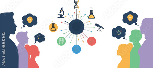 AI Supporting Interdisciplinary Scientific Research Collaboration Illustration