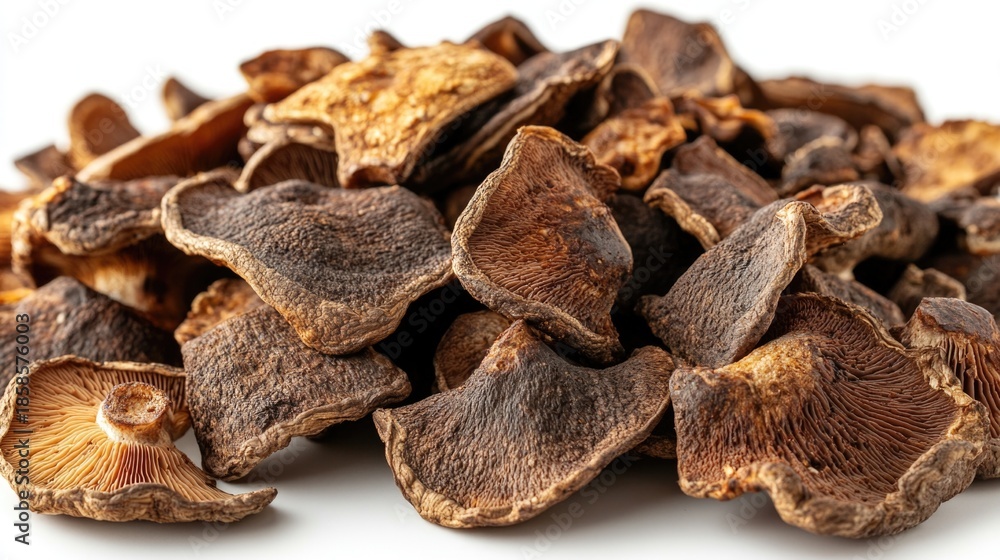 Fototapeta premium Fresh porcini mushrooms on a white background