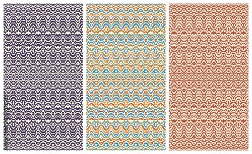 Vector set of 3 seamless geometric patterns
