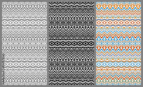 Vector set of 3 seamless geometric patterns
