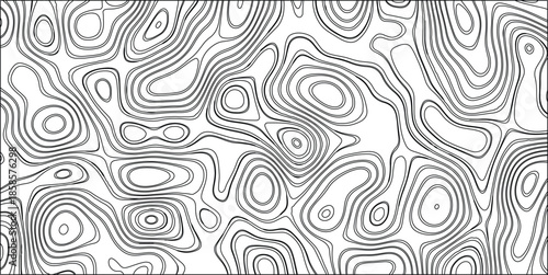 Abstract monochrome pattern of bold black contour lines forming organic, swirling shapes and interconnected loops on a clean white background, perfect for modern graphic design and abstract art