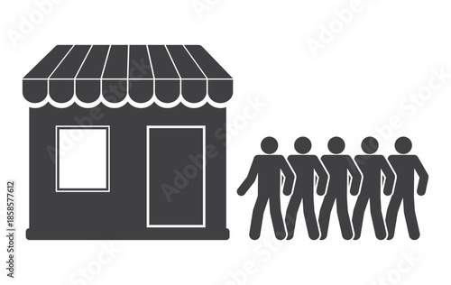  man queue to shop icon