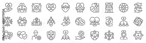 Health care and medical help icons set