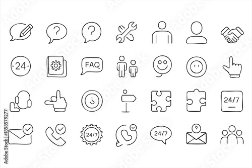 Customer Communication UI Icons for FAQ, Chat, and Feedback Systems