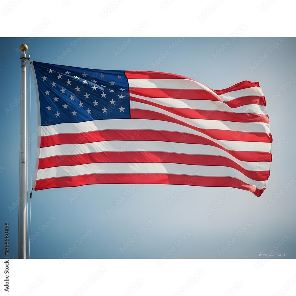 Fototapeta premium The american flag waving in the wind