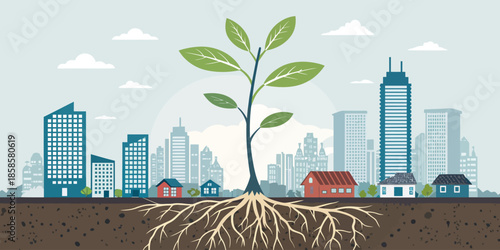 Small Business Entrepreneurship Concept Illustration with Growth Symbols, Creative Startup Icons, and Professional Development Elements