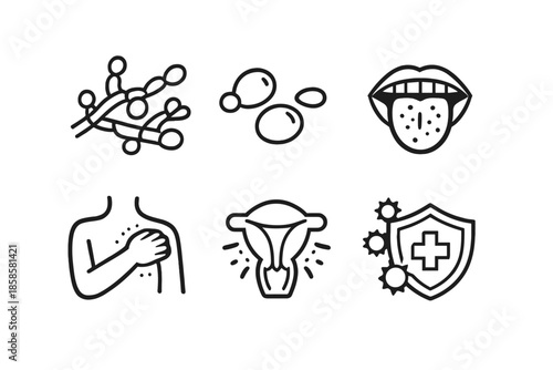 Medical Icons Representing Fungal Infections and Immunity