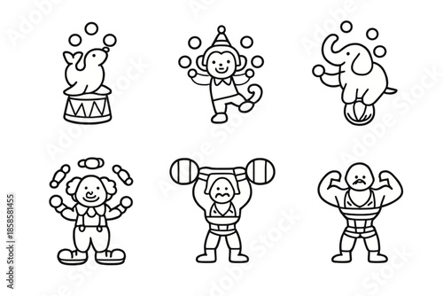 Circus icons set