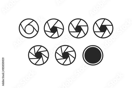 Camera Aperture Icons on Yellow Gradient Background