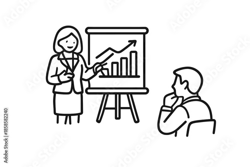 Business presentation with graph and attentive audience