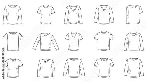 Collection of Various Tshirt Styles Illustration