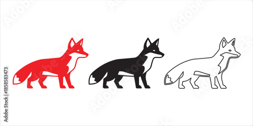 Fox Silhouette Variations: A trio of fox silhouettes, each with unique color. Capturing the versatility of design with the elegance of simplicity.