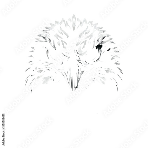 Bold eagle head portrait with red eyes on white background vector illustration