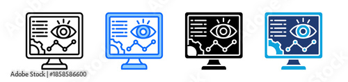 System Monitoring Icon Set Multi Style Vector Illustration