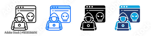 System Hacking Icon Set Multi Style Vector Illustration
