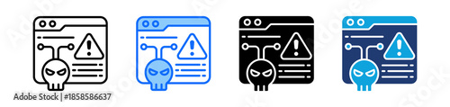 Malware Attack Icon Set Multi Style Vector Illustration