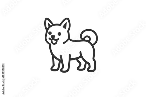 Shiba Inu Dog Outline on Gradient Background