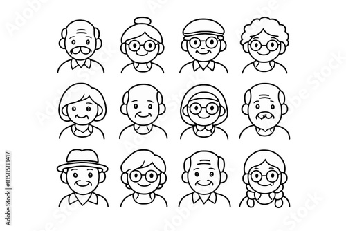 Collection of Diverse Senior Citizen Faces