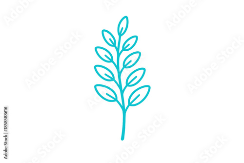 Glowing blue branch with leaves on dark background