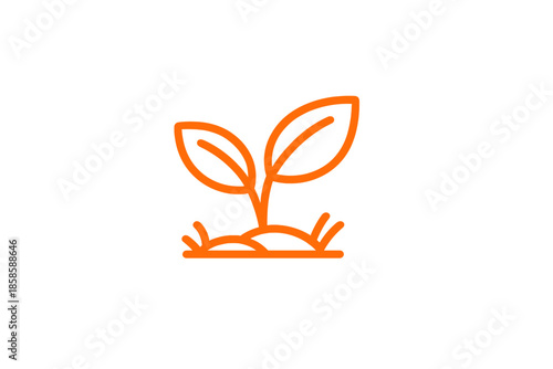 Glowing Orange Sprout in Soil Icon