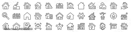 House line icons set silhouette vector illustration isolated on white real estate property building home construction architecture residential mortgage investment