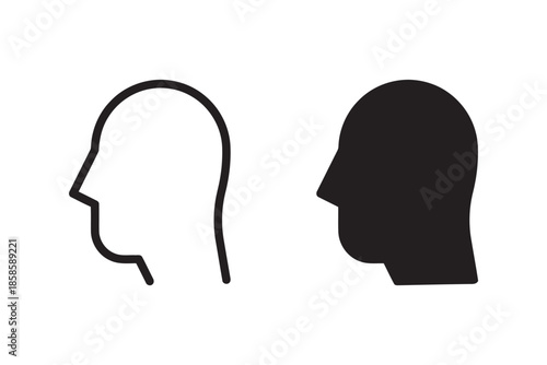 Human Head Side Profile Icon Design Set Silhouette And Outline Man Head Shape with Neutral Facial Expression Face Profile Think Idea Profile Human Head Shape Vector Illustration