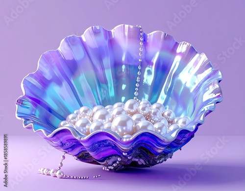 Iridescent seashell overflowing with lustrous pearls (1)
