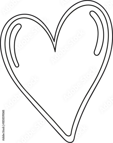 Simple Black Outline Heart Shape Icon.