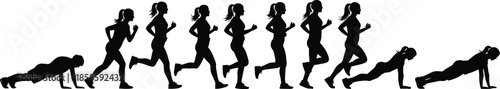 Fitness Workout Silhouettes Vector: People Exercising and Gym Training Set