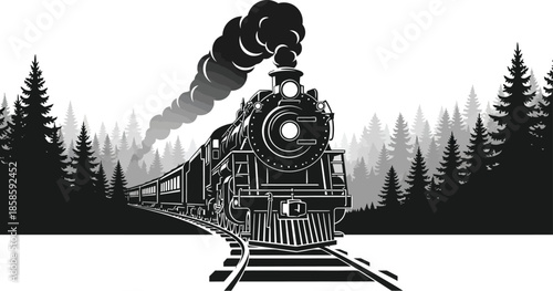 Railroad Steam Silhouette Vector