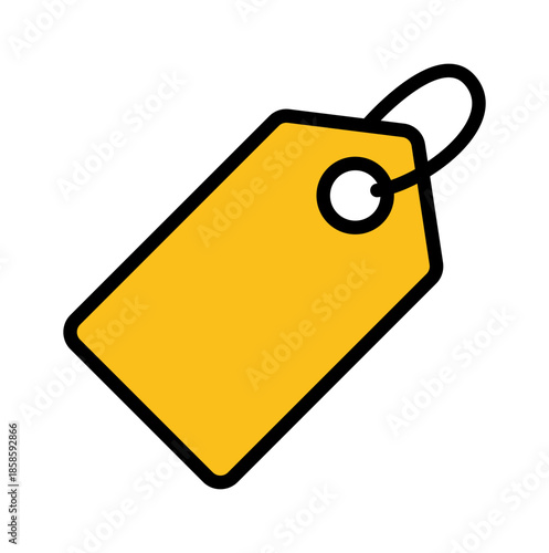 A vibrant yellow price tag with a black outline, showcasing a simple and clean design for pricing items or promotions.