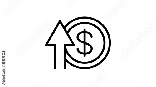 Increasing profit icon in vector format isolated on white background depicts concept of success with arrow pointing upwards showing rise in income or return on investment