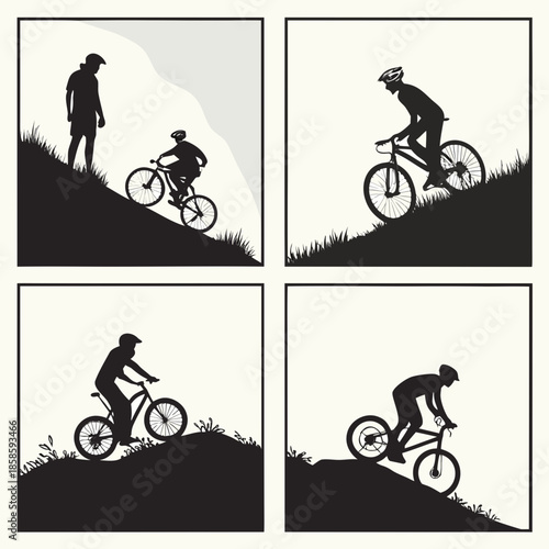 Mountain biking silhouettes
